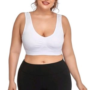 2/20 Plus white fishnet mesh sports bra 3xl